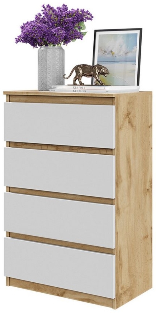 Furnica Kommode GABRIEL 4 Schubladen - Votan Eiche H92cm B60cm T33cm Bild 1