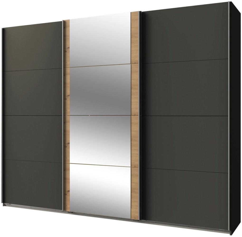 Schwebetürenschrank Bern Kleiderschrank 225x64x210cm graphit Artisaneiche Spiegel Bild 1