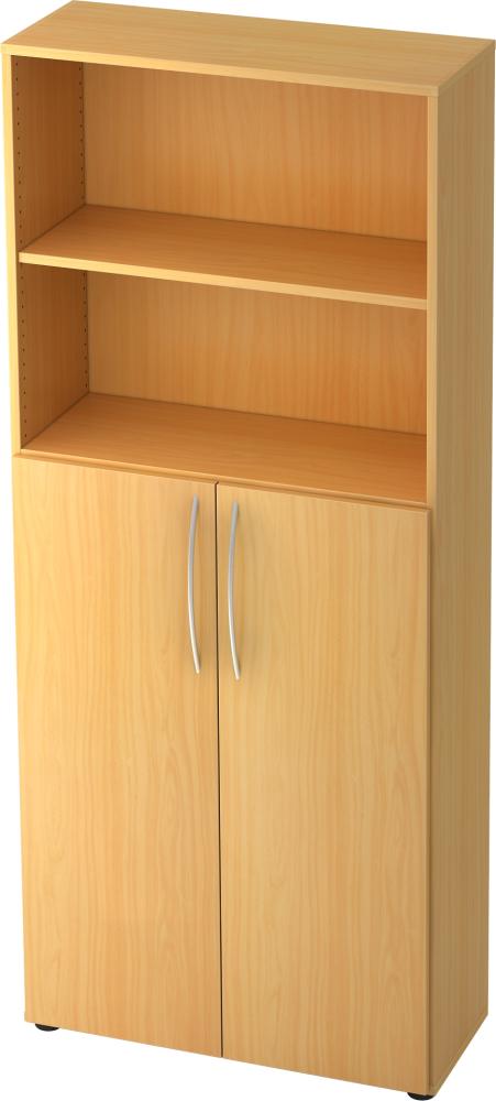 bümö Mehrzweckschrank 80cm breit, Aktenschrank o. Schuhschrank hoch, Regal Schrank-Kombi, Küchenschrank in Buche aus Holz, Vorratsschrank & Haushaltsschrank mit Metallgriffen, 4770-6-6-BM Bild 1