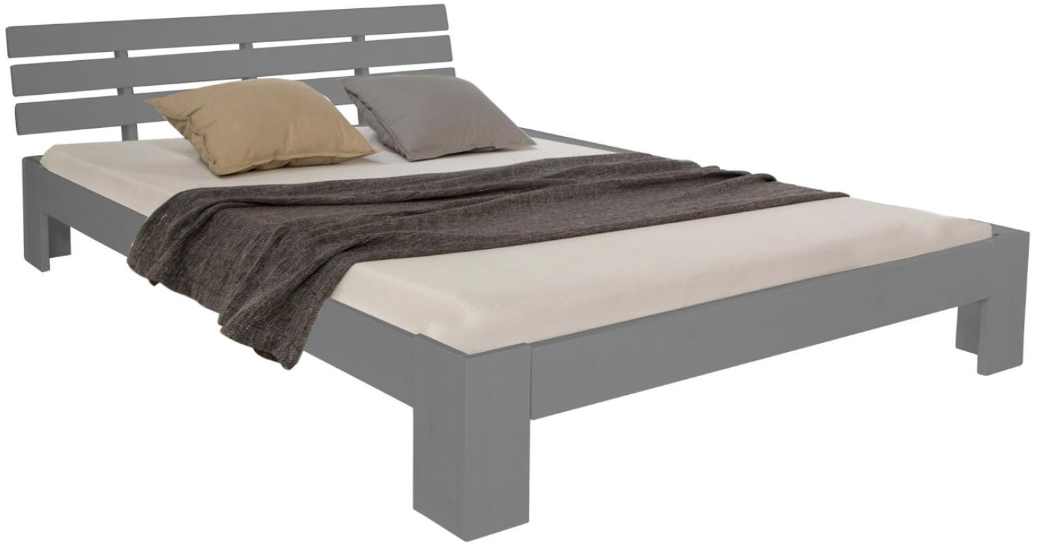 Doppelbett Holzbett Futonbett 120x200 Grau Kiefer Bett Bettgestell Massivholz Bild 1