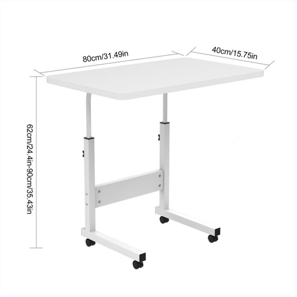 JEOBEST Computertisch Beistelltisch Höhenverstellbar 80x40x(69-89)cm Laptoptisch auf Rollen, Mobiler Beistelltisch Pflegetisch für Bett und Sofa Bild 1