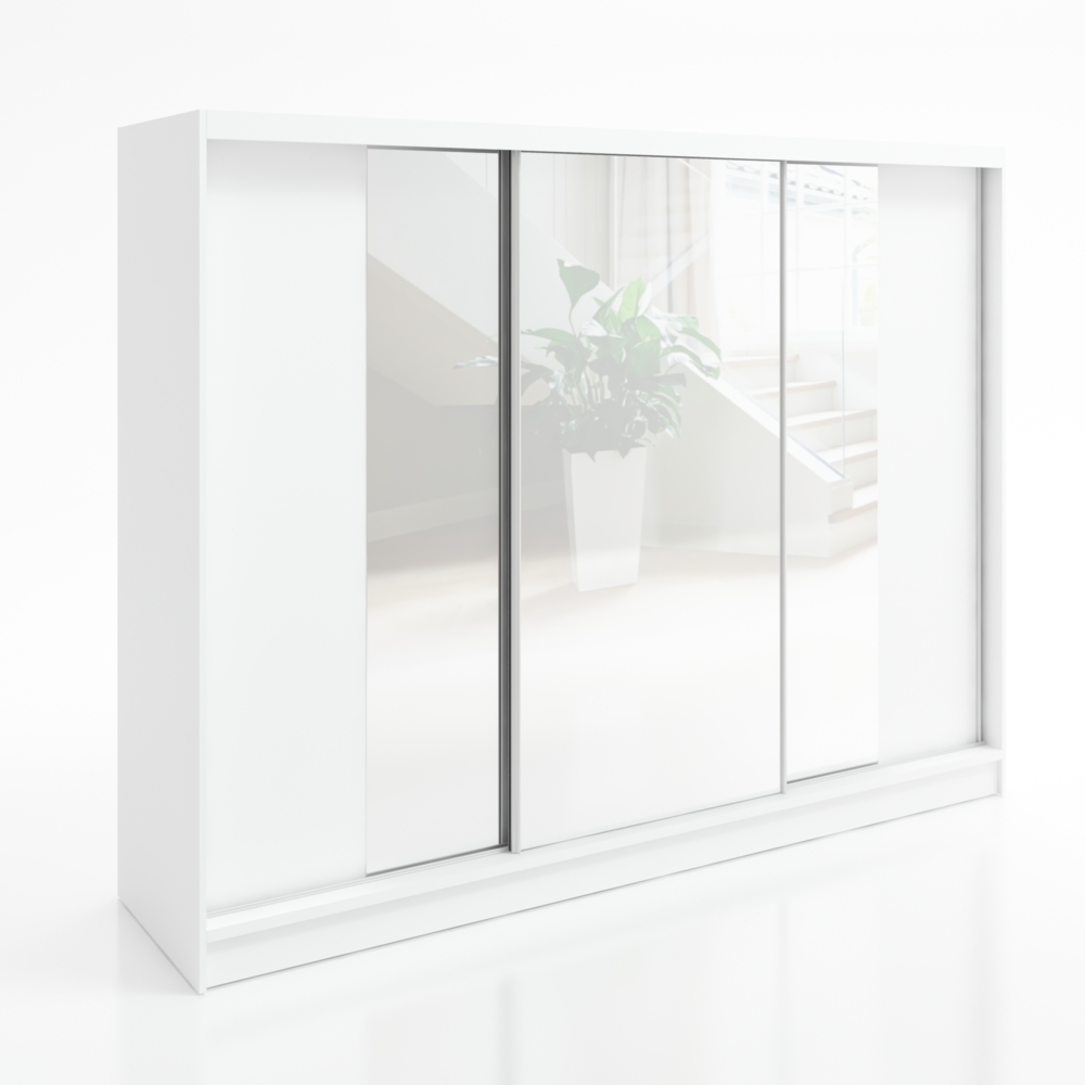 A&J MöbelLand Schwebetürenschrank VIDA 200 cm 3-türig Schrank mit Schubladen und Spiegel Bild 1