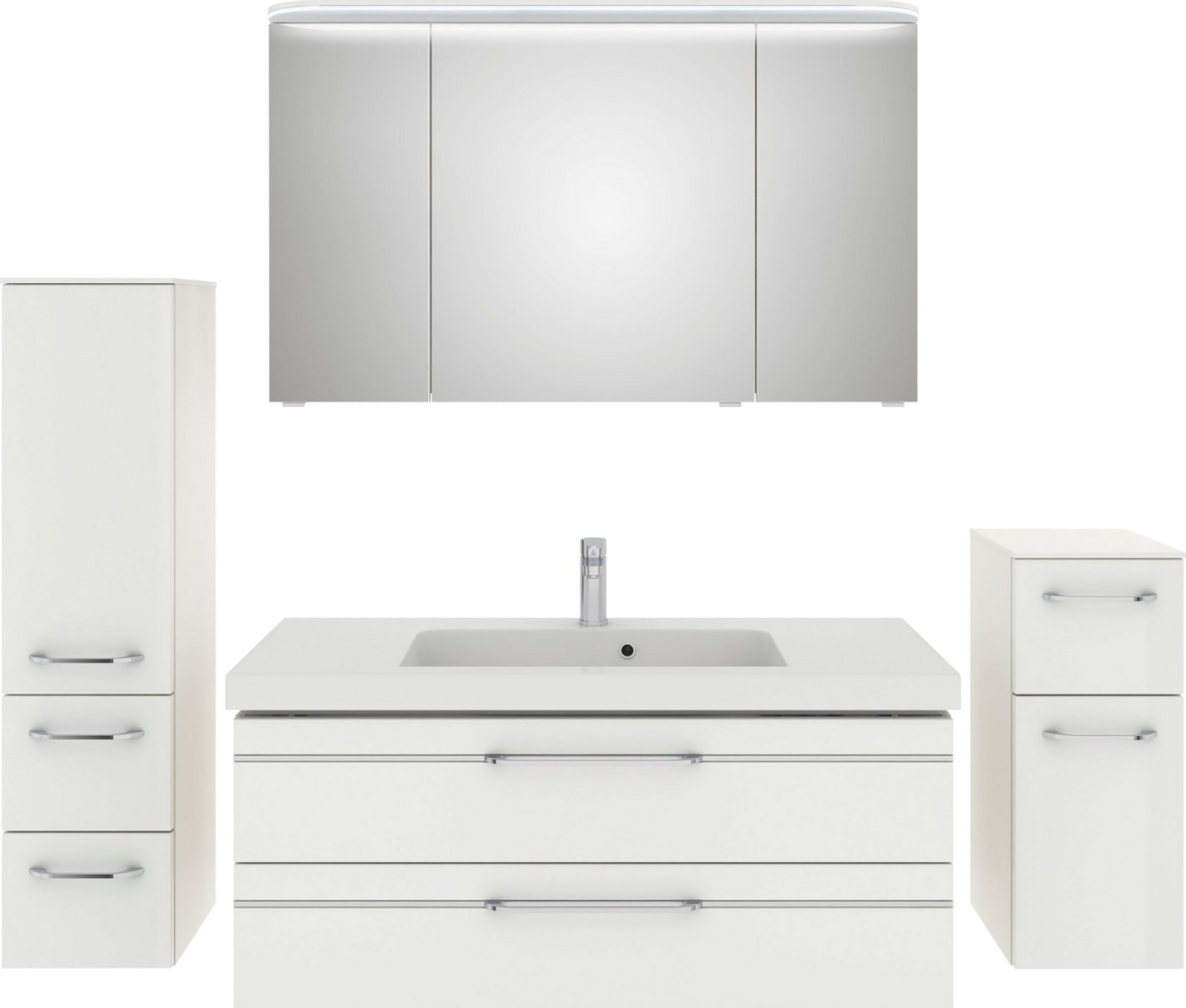 Saphir Badmöbel-Set Balto Sprint 4-teilig, Mineralmarmor-Waschtisch mit LED-Spiegelschrank, (5-St), Unterschrank, Midischrank, inkl. Türdämpfer, 5 Türen, 5 Schubladen Bild 1