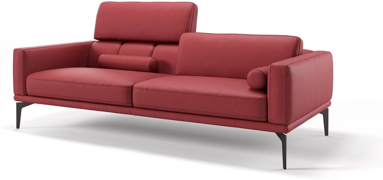 Sofanella 3-Sitzer SALERNO Ledersofa Couch Echtleder in Rot S: 197 Breite x 97 Tiefe Bild 1