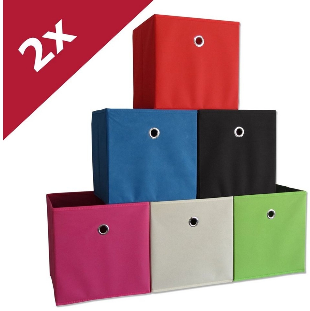 VCM 2er-Set 'Boxas' Faltbox, 28x27x27 cm, weiß/natur Bild 1