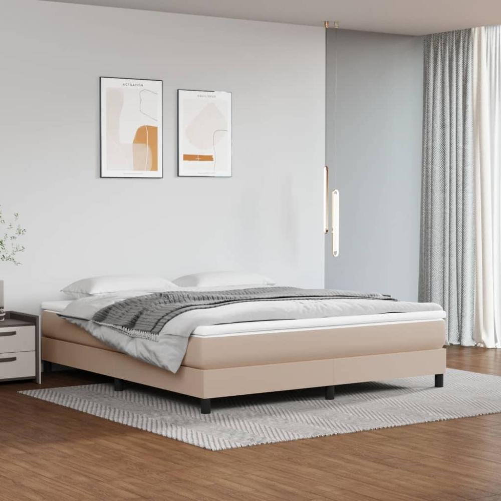 vidaXL Boxspringbett Matratze Cappuccino-Braun 160x200 cm Kunstleder 3144272 Bild 1