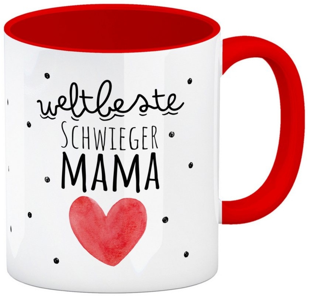 speecheese Tasse Schwiegermutter Kaffeebecher in rot mit Spruch Weltbeste Schwiegermama Bild 1