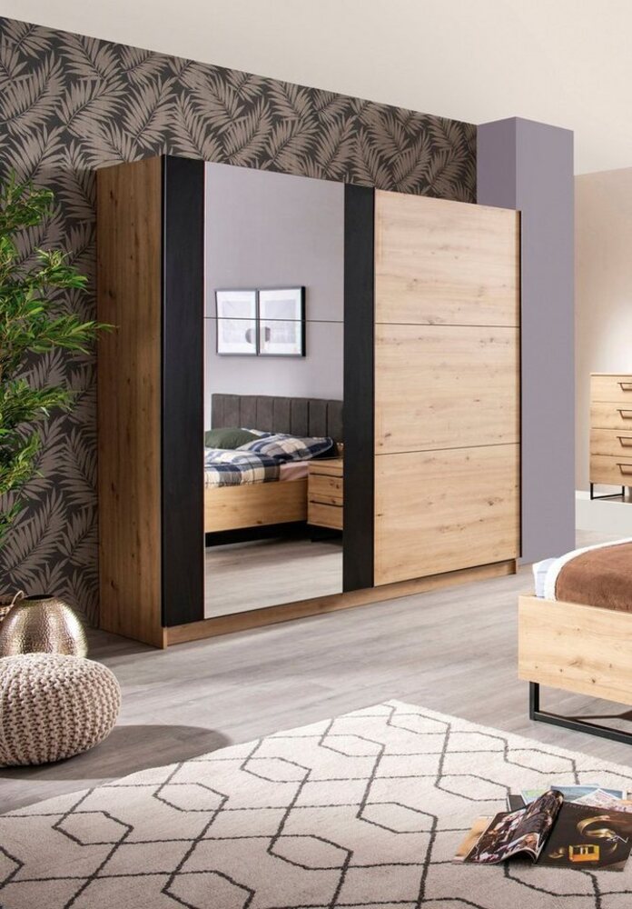 INOSIGN Schwebetürenschrank Sardinia, Kleiderschrank mit Spiegel, FSC®-zertifiziert inklusive Inneneinteilung, 217x210x62,5cm, ABS Schutzkanten Bild 1