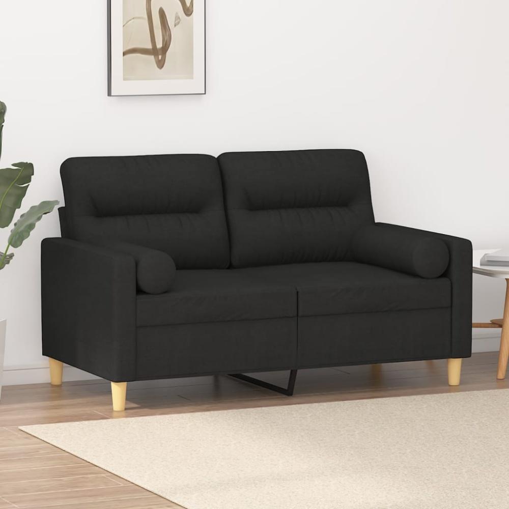 vidaXL 2-Sitzer-Sofa mit Zierkissen Schwarz 120 cm Stoff 3200817 Bild 1