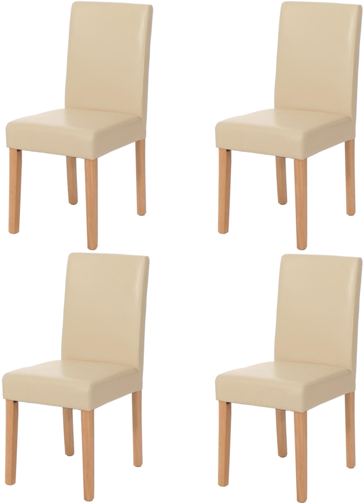 4er-Set Esszimmerstuhl 'Littau' Leder, creme helle Beine Bild 1