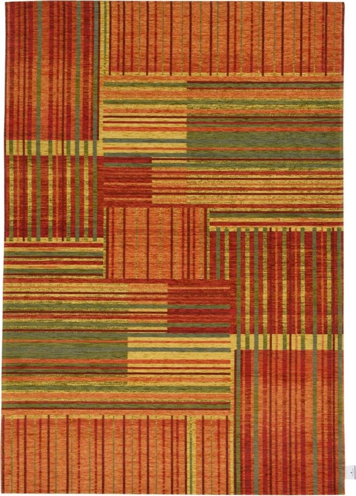 TOM TAILOR Teppich Stripy Pat, rechteckig, Höhe: 5 mm, Flachgewebe, modernes Patchworkdesign, gestreift, Chenille, Wohnzimmer Bild 1