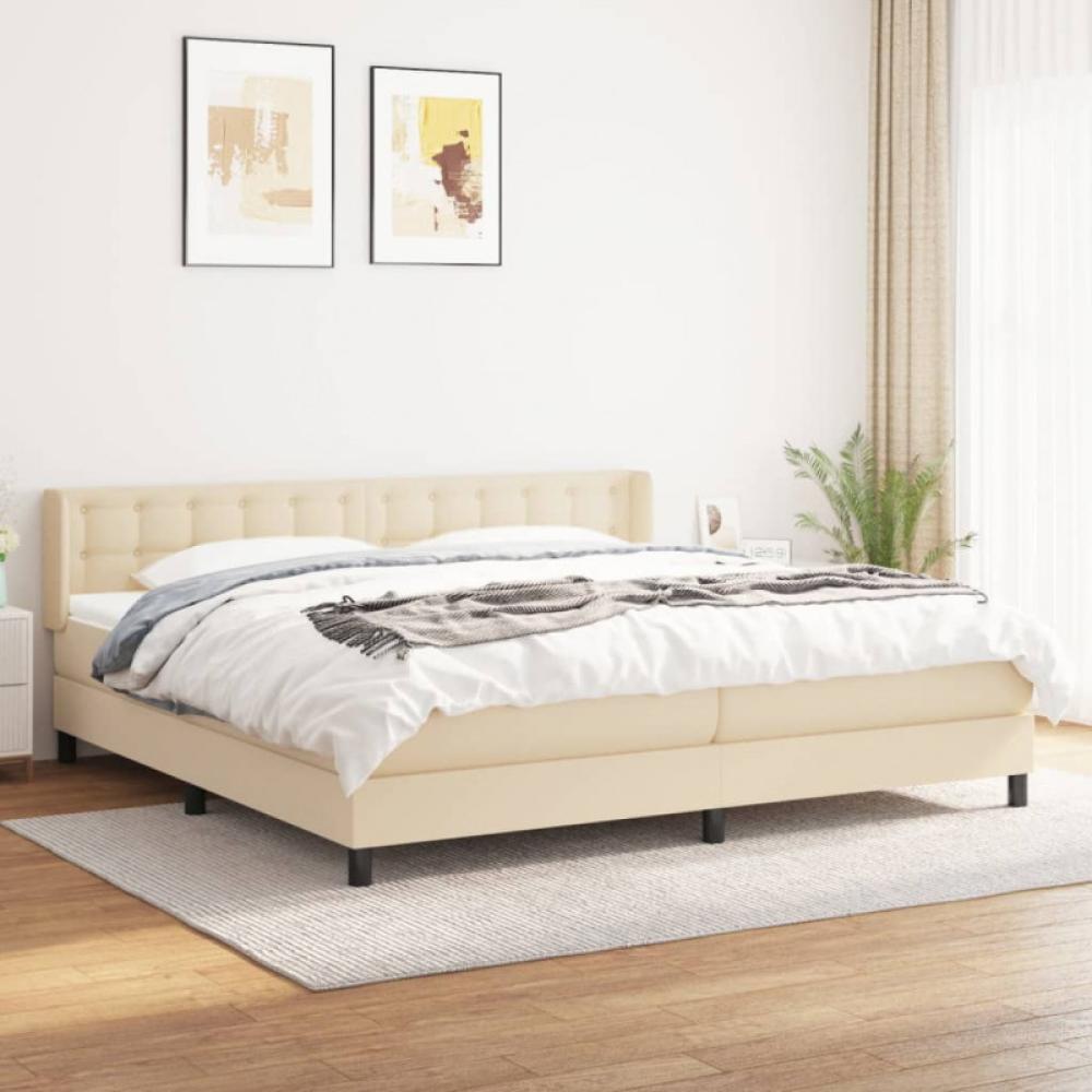 Boxspringbett mit Matratze Stoff Creme 200 x 200 cm, Härtegrad: H2 [3130062] Bild 1