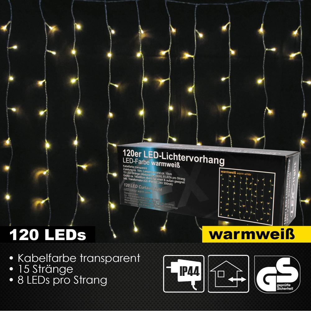 120er LED Lichtervorhang Lichterkette Außen Innen Weihnachtsbeleuchtung warmweiß Bild 1