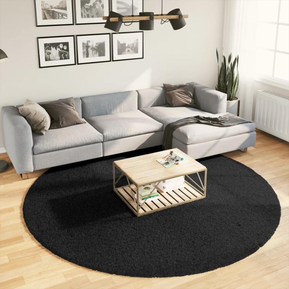 vidaXL Teppich OVIEDO Kurzflor Schwarz Ø 240 cm 375570 Bild 1