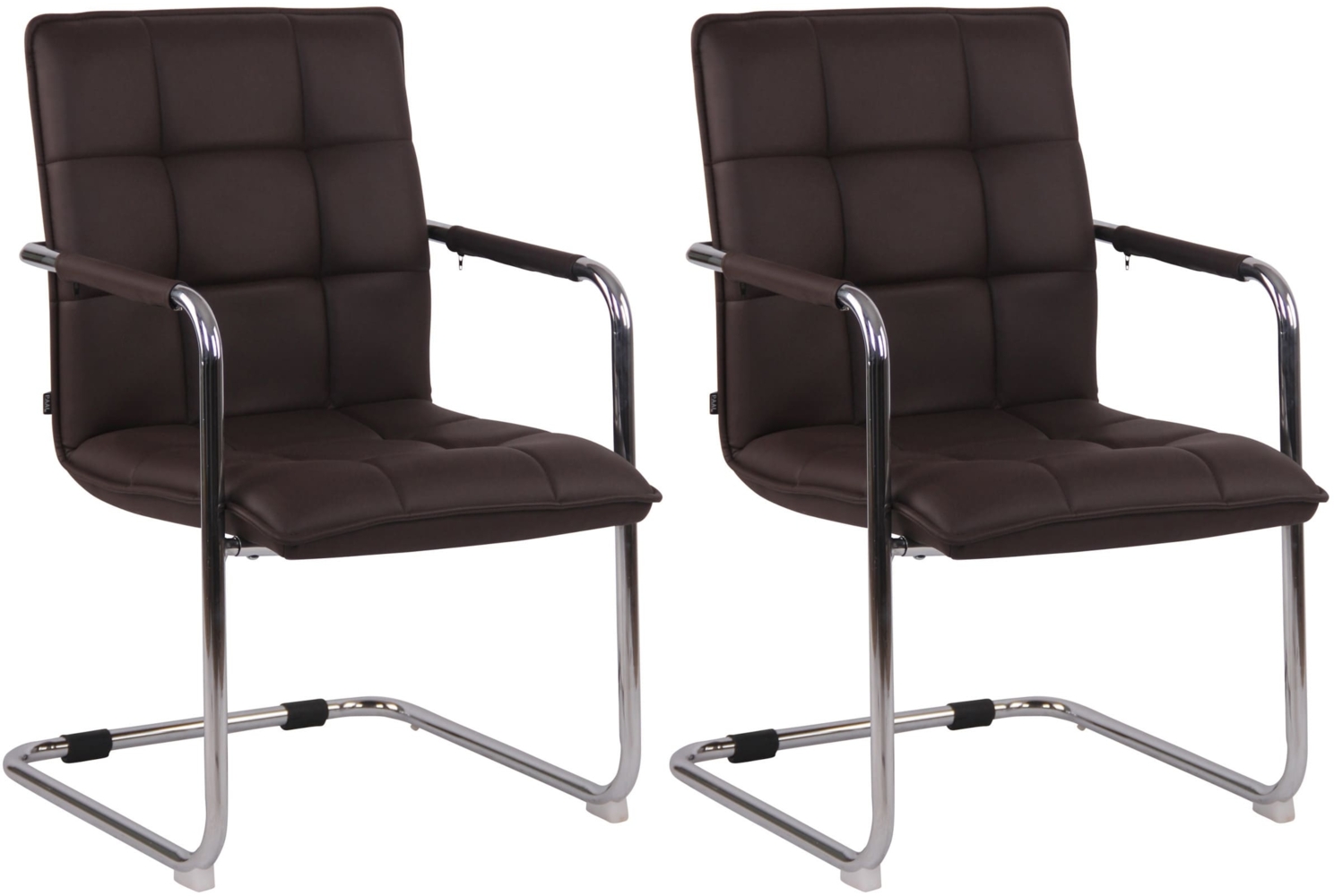 CLP 2er Set Stühle Gandia Kunstleder mit Armlehnen,braun chrom Bild 1