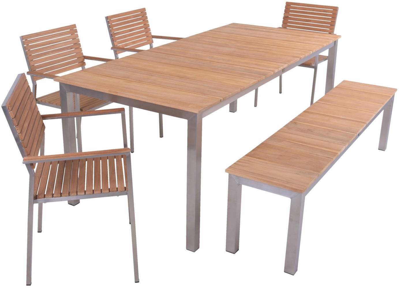 Garden Pleasure Tischgruppe DALLAS/DENVER Set 6tlg. Beige Gartenmöbel Sitzgruppe Bild 1