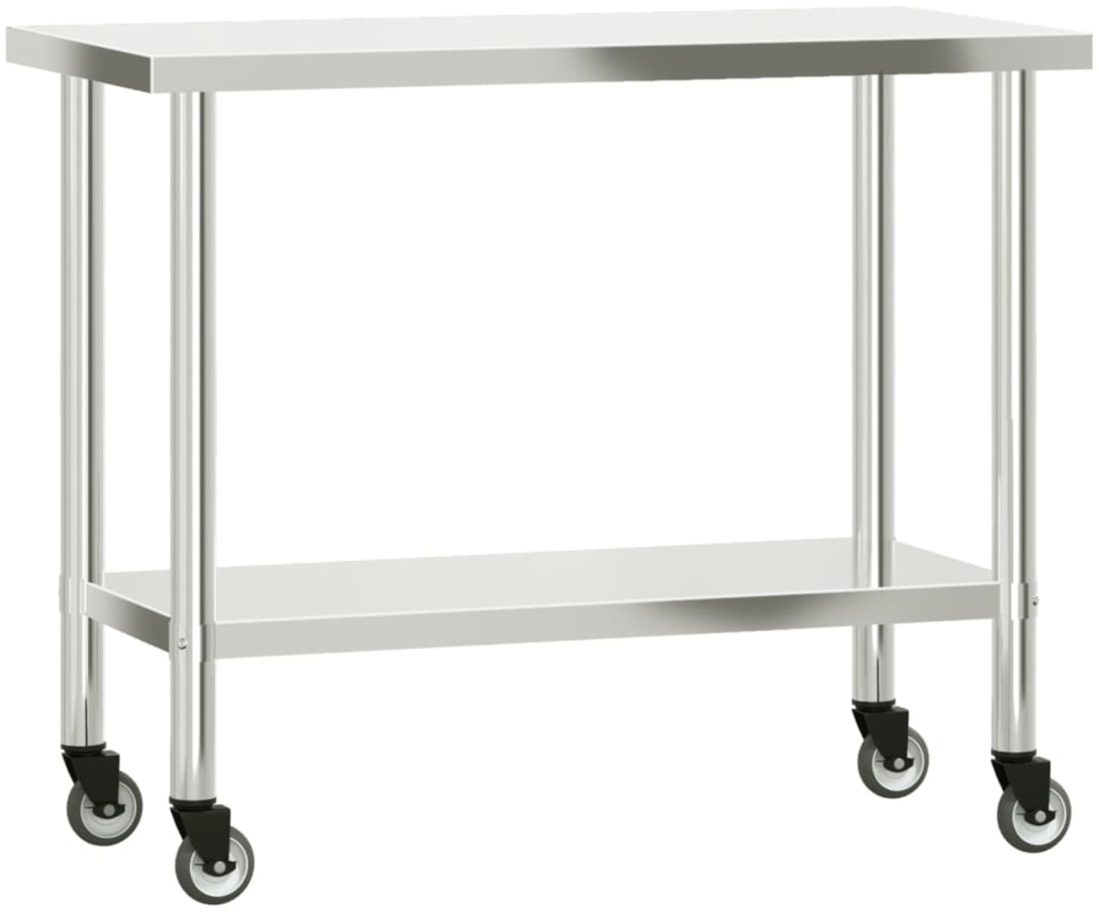 vidaXL Küchen-Arbeitstisch mit Rollen 110x55x85 cm Edelstahl 376464 Bild 1
