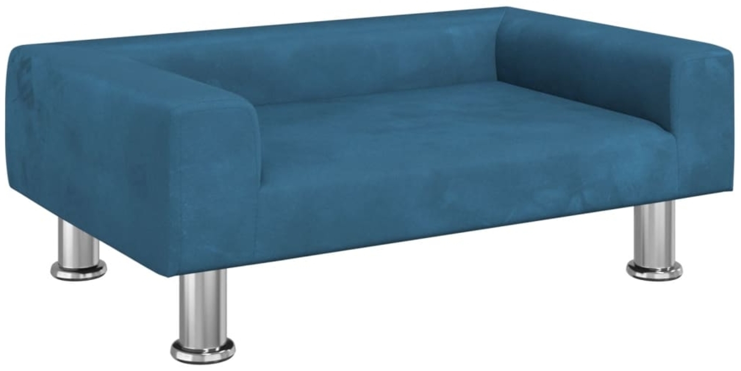 vidaXL Hundebett, Samt, Blau, 70 x 45 x 26.5 cm Bild 1