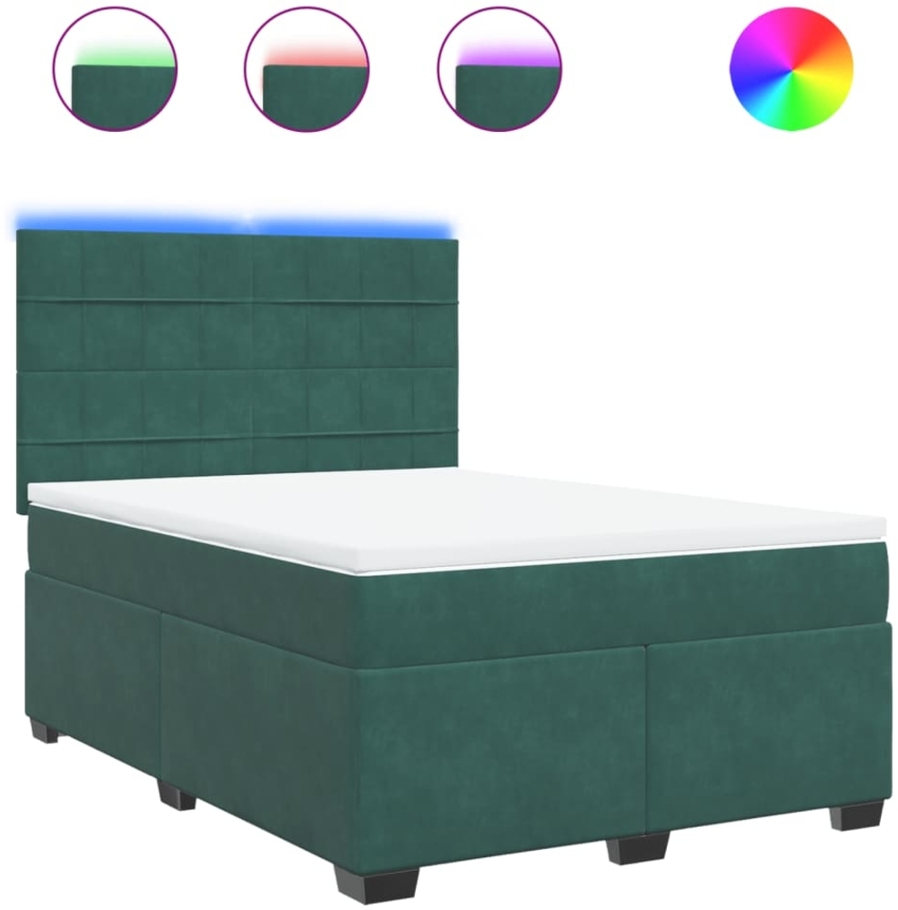 vidaXL Boxspringbett mit Matratze Dunkelgrün 160x200 cm Samt 3293257 Bild 1