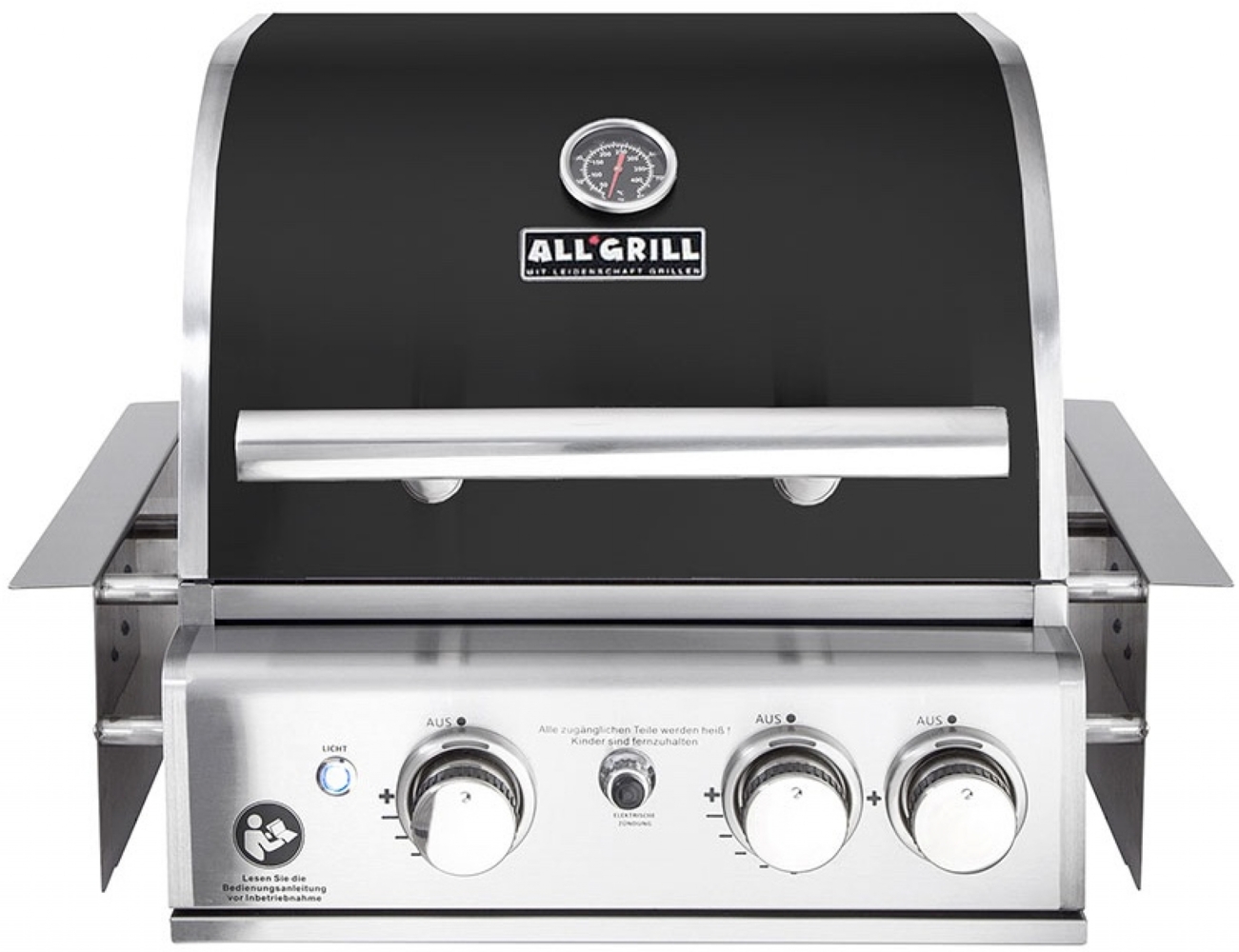 ALLGRILL Einbau-Gasgrill, CHEF S BLACK, Built-In Air System, 2 Brenner, Backburner, 69,1 x 64,5 x 46,5 cm Bild 1