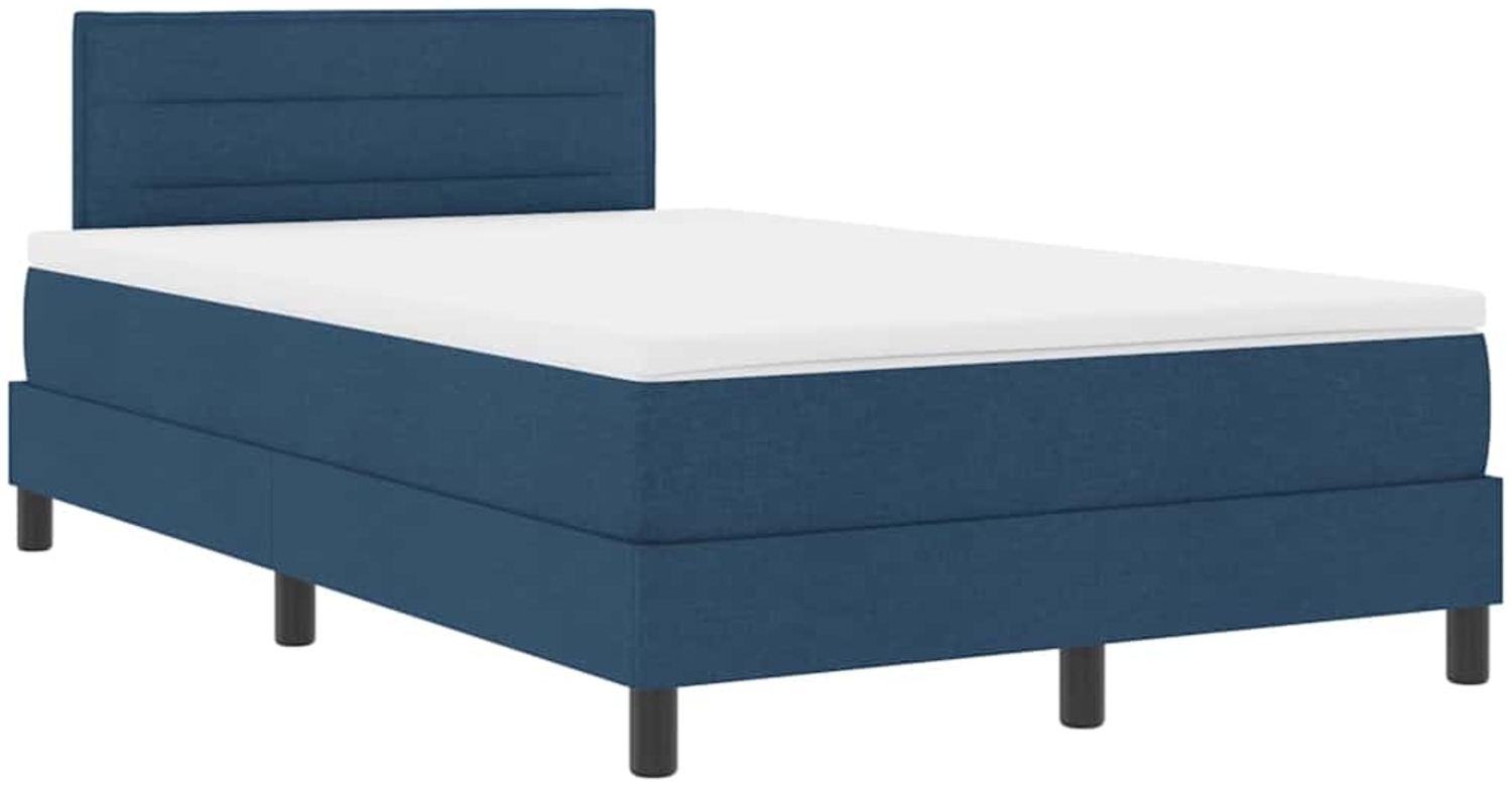 vidaXL Boxspringbett mit Matratze mit Kopfteil Blau 120 x 200 cm Stoff 3342127 Bild 1