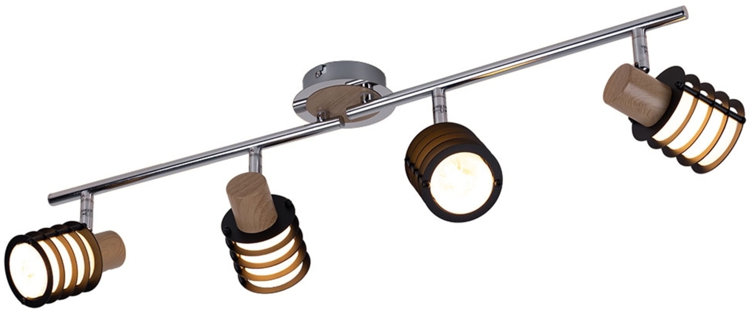 Deckenleuchte, Chrom, Glas, Holz, beweglich, L 28 cm, VICI Bild 1