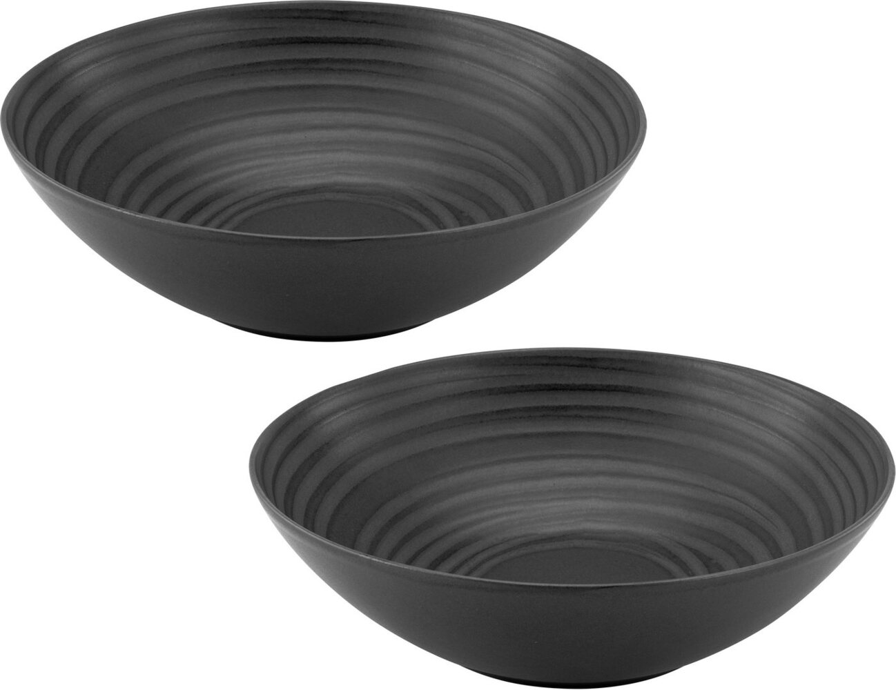 CreaTable Schale Lava Stone, Steinzeug, (Set, 2-tlg), Salatschüssel, Servierschale, Ø 24 cm, schwarz, Made in Europe Bild 1