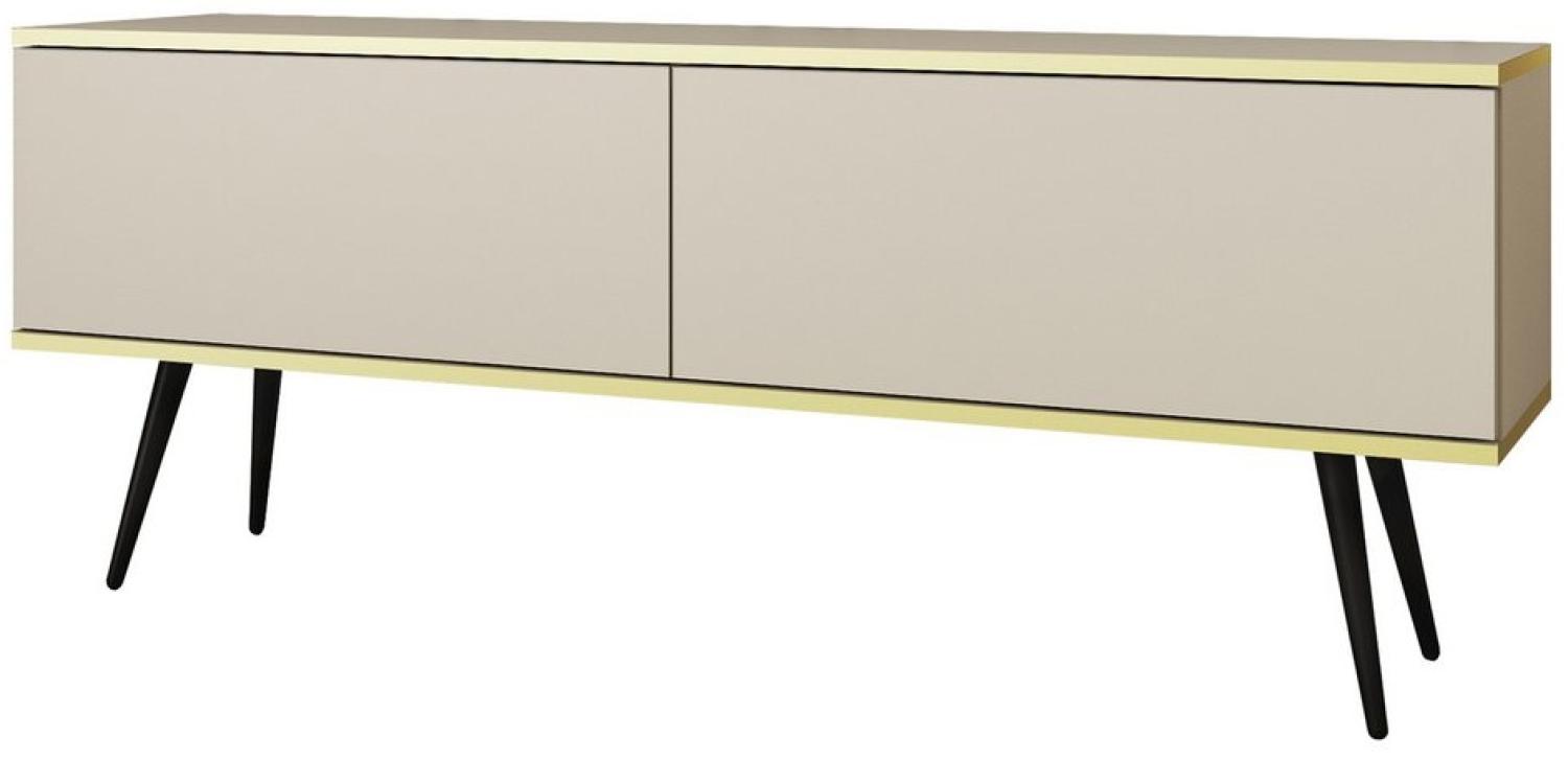 MOEBLO TV-Board DAYN NEW (Lowboard Fernsehtisch TV Bank TV Tisch Fernseher Tisch TV Möbel, goldene/schwarze Metallbeine), 135/175x30x32 Bild 1