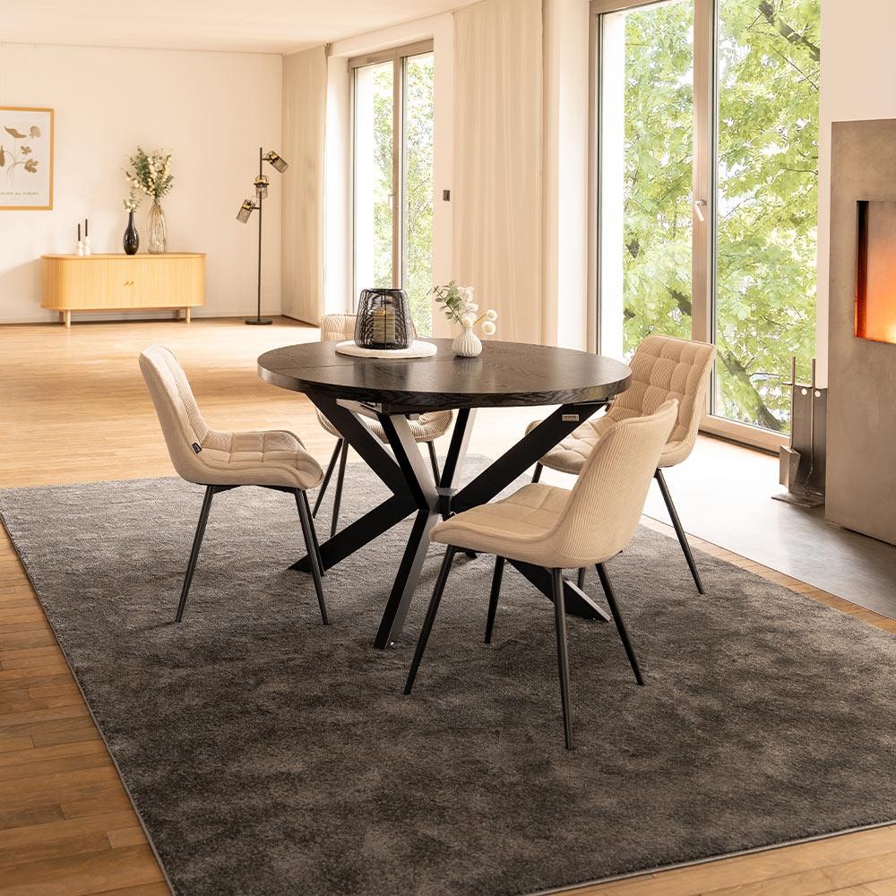 HOME DELUXE Esstisch Rund Ausziehbar AVENTURA inkl. Sternfuß - 120-160 x 120 cm Dark Oak Bild 1