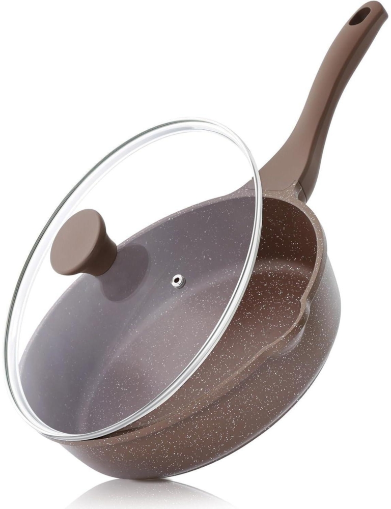 28cm Sensarte Toffeebraun Antihaft Pfanne mit Deckel, Induktion Geeignet Bild 1