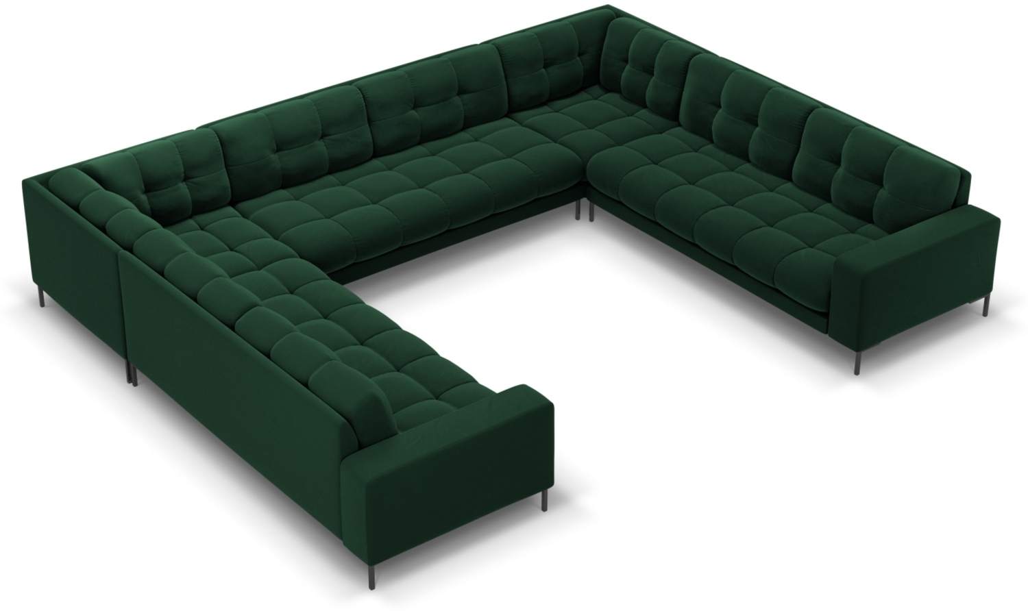 Micadoni Wohnlandschaft Mamaia 9-Sitzer Samtstoff Bluvel Flaschengrün schwarze Beine Bild 1