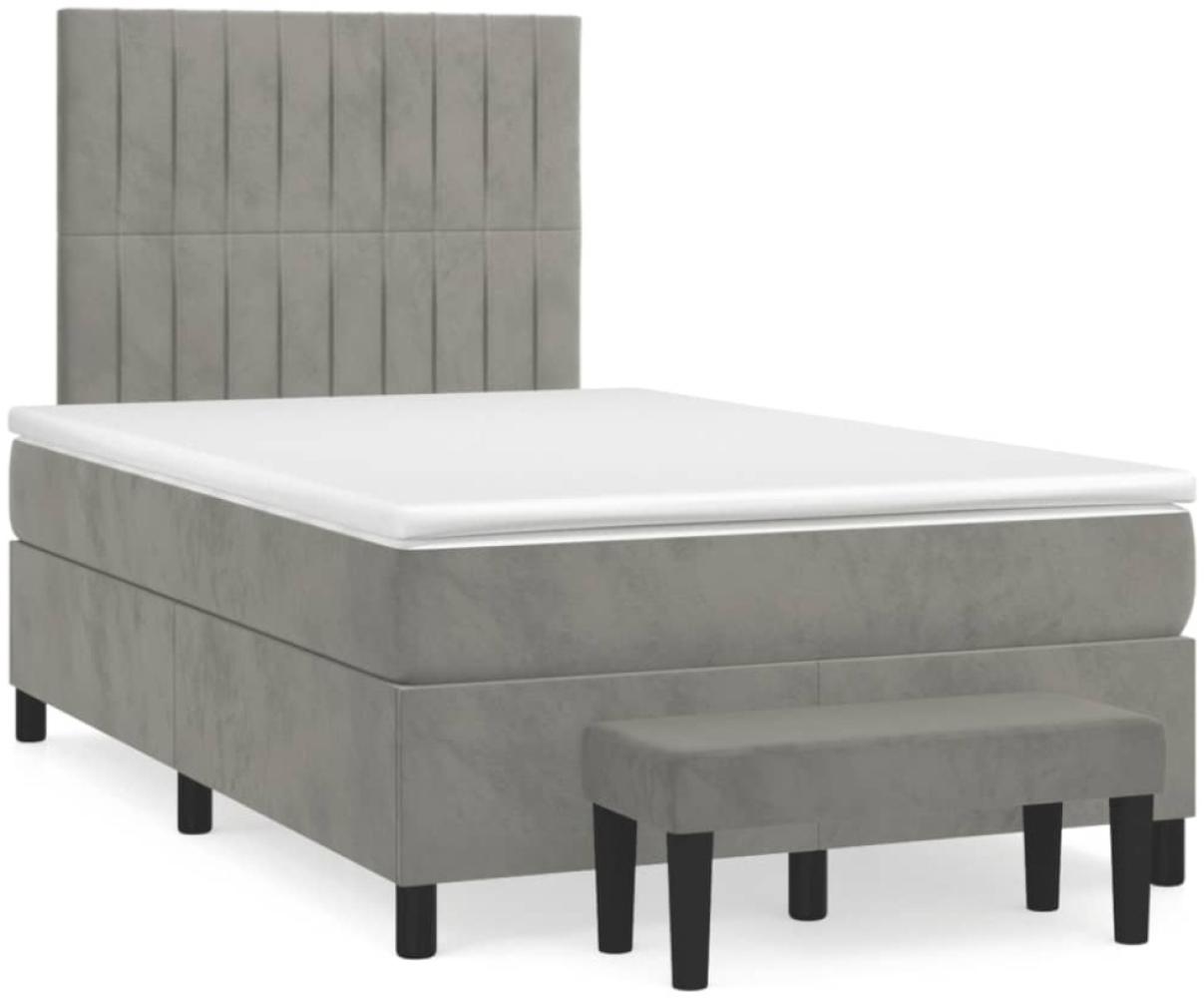 vidaXL Boxspringbett mit Matratze Hellgrau 120x190 cm Samt 3270481 Bild 1