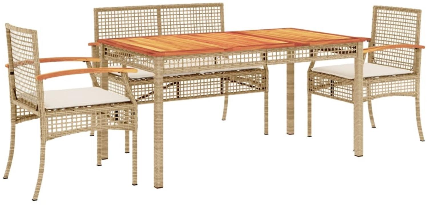 vidaXL 5-tlg. Garten-Essgruppe mit Kissen Beige Poly Rattan 3213586 Bild 1