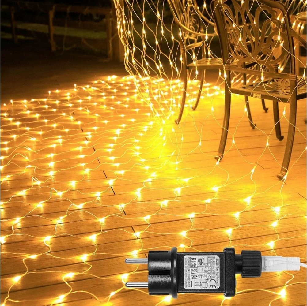 Rosnek LED-Lichternetz 2x3/4x6M, 8 modi, Timer, für Gartenzäune Weihnachtsfeier, 200-flammig, Speicherfunktion, wasserdicht, für Hochzeit Urlaubsdekoration Bild 1