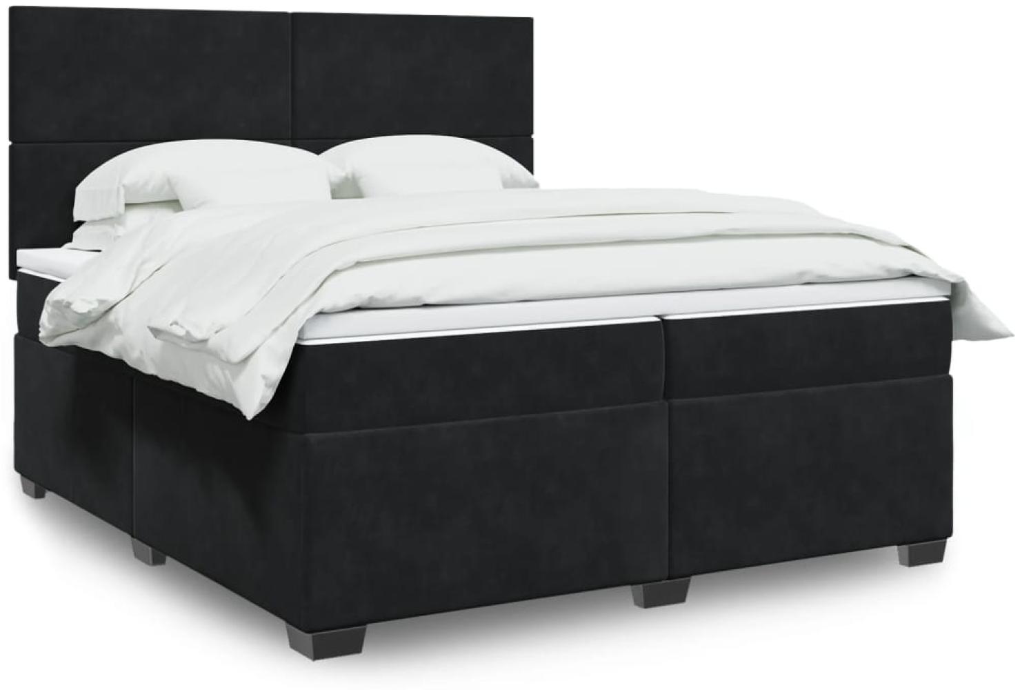 vidaXL Boxspringbett mit Matratze Schwarz 200x200 cm Samt 3293298 Bild 1