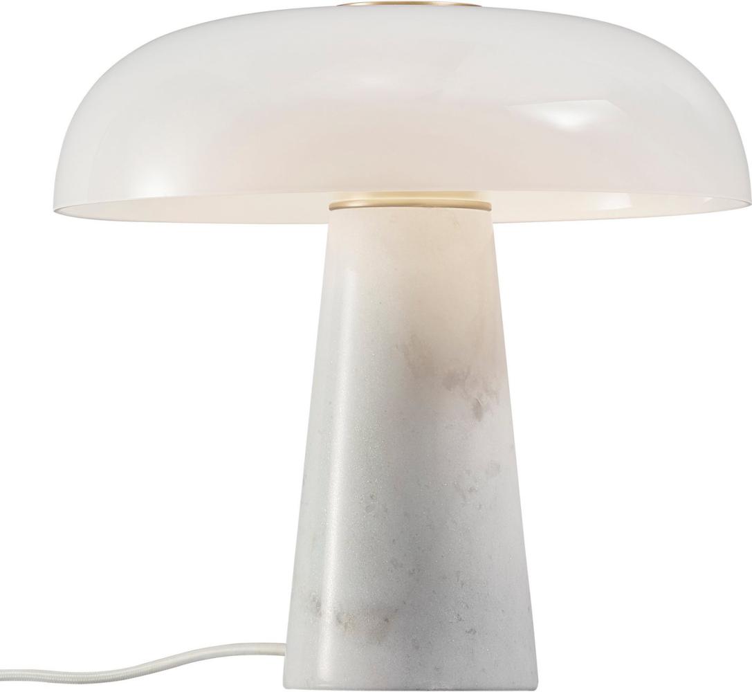 dftp GLOSSY Tischlampe Opal weiss Marmor E27 mit Kabelschalter 32x32x32cm Bild 1