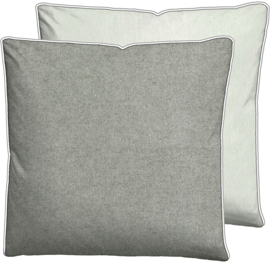 biberna Melange-Flanell Kissenbezug 0840500 MELANGE UNI, sturmgrau, 1x 80x80 cm Bild 1