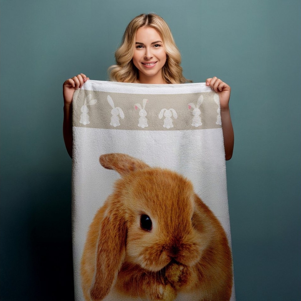 Duschtuch Badetuch Strandtuch mit Hase Kaninchen 70x140 cm Bild 1