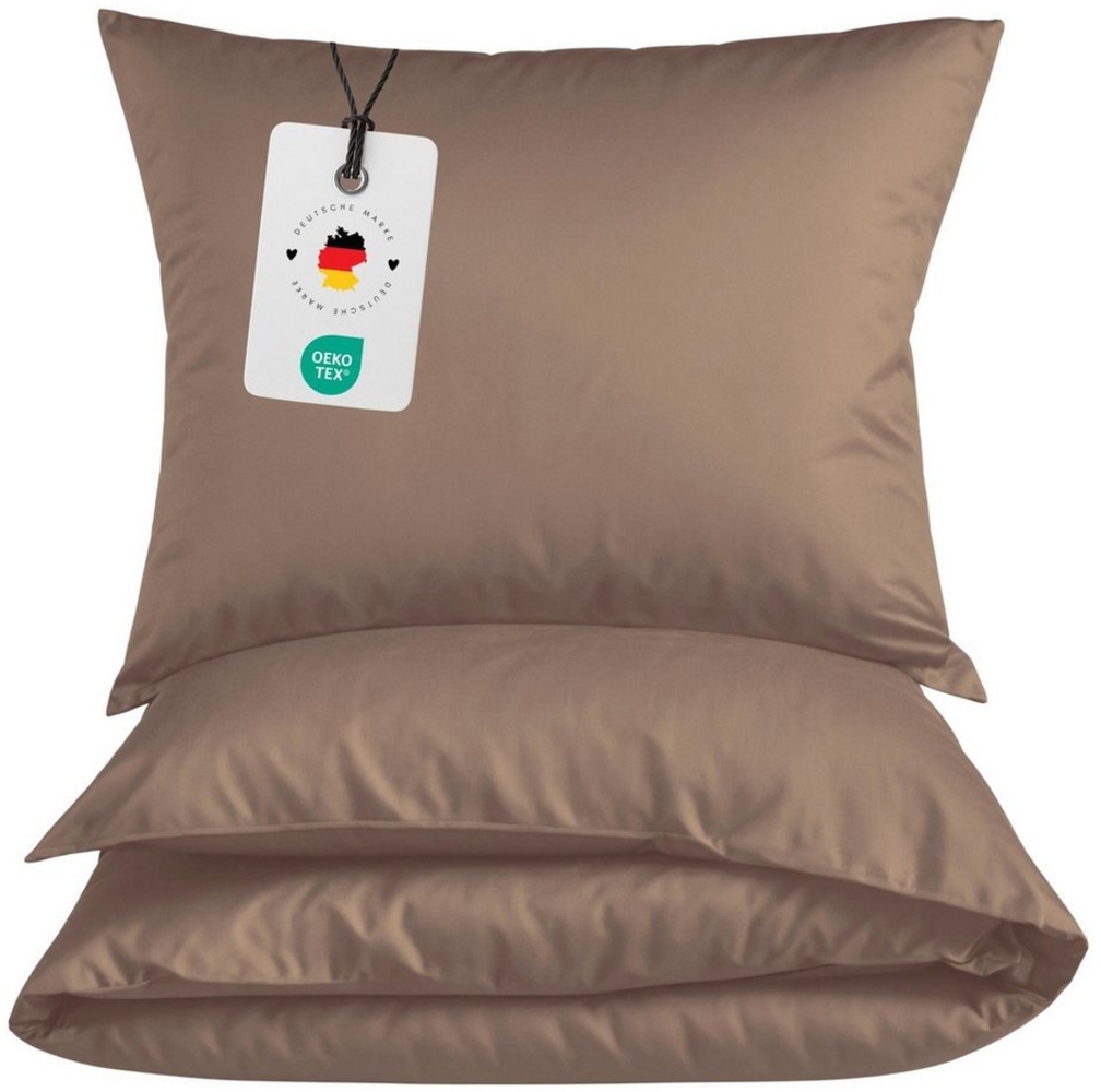 Carpe Sonno Bettwäsche Mikrofaser Bettwäsche 135x200 155x220 200x200 Einfarbig Atmungsaktiv, Mikrofaser, 2 teilig, Uni Bettbezug 135x200 Braun - Super soft & Oeko-Tex Zertifiziert Bild 1