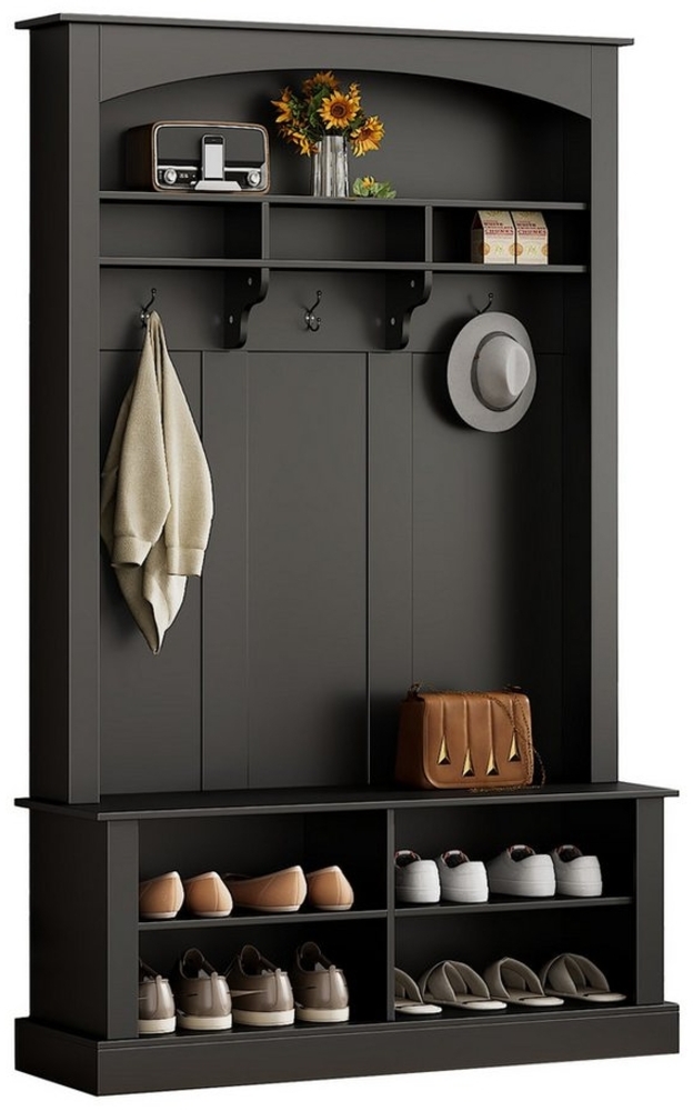 OKWISH Garderoben-Set für Ihren Eingangsbereich, (Flurgarderobe, Flur-Schuhschrank, Garderobe, 1-St, 3 Haken), mit gepolsterter Aufbewahrungsbank, Stecktafel, 3 Haken Bild 1