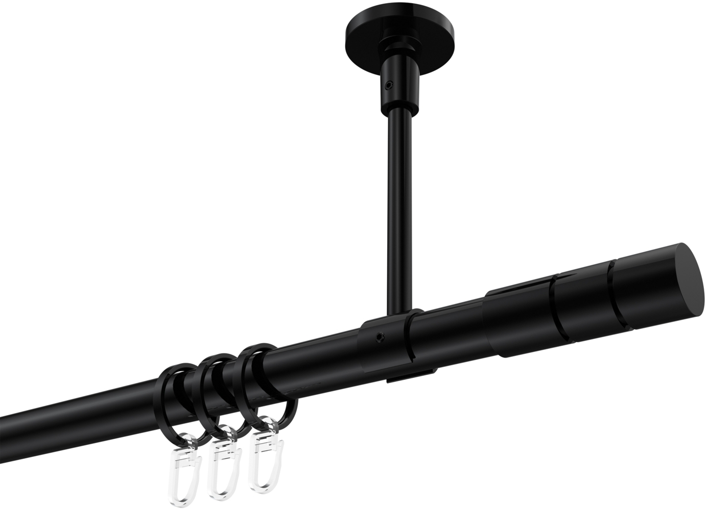 Gardinenstangen-Set Sonette Elanto 520 cm (geteilt in 4x130 cm), 1-läufig, 20 mm Ø Schwarz Bild 1