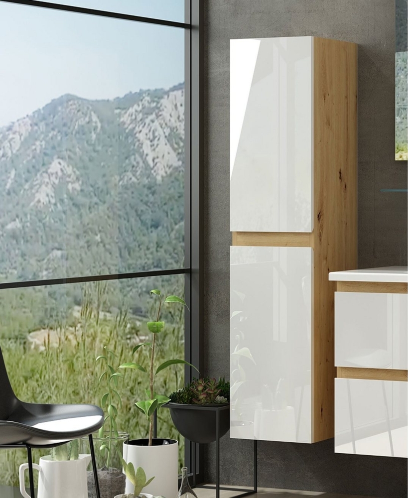 Homeline Hängeschrank Hängeschrank Weiß / Eiche Hochschrank Badezimmerschrank badmöbel Bild 1