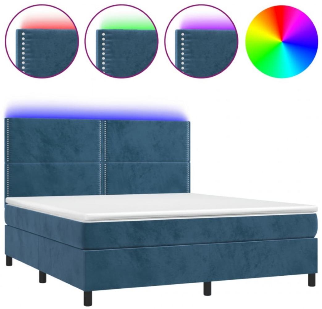 vidaXL Boxspringbett mit Matratze & LED Dunkelblau 160x200 cm Samt 3136075 Bild 1