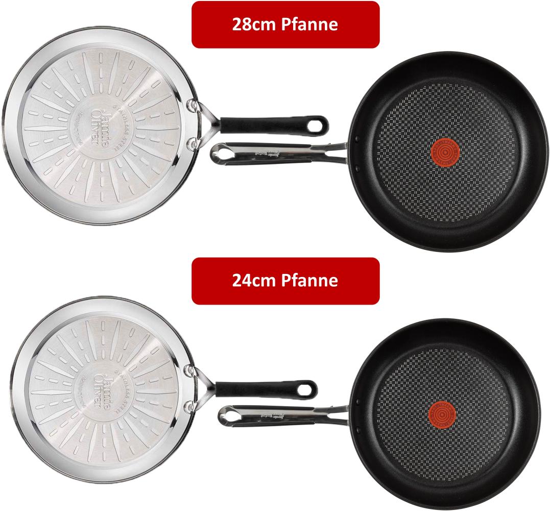 Tefal J90929 Jamie Oliver Pfannenset - Pfanne 24 cm & 28 cm 4 tlg, Induktion Antihaft Bild 1