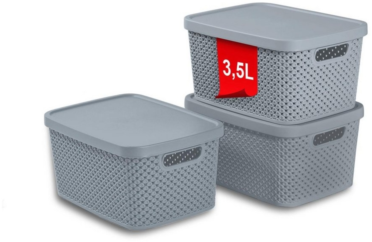 astor24 Aufbewahrungsbox 3er Set Aufbewahrungskorb mit Deckel Box Kiste Regalkorb Organizer (3er Set), erhältlich in 4 Größen und verschiedenen Farben Bild 1