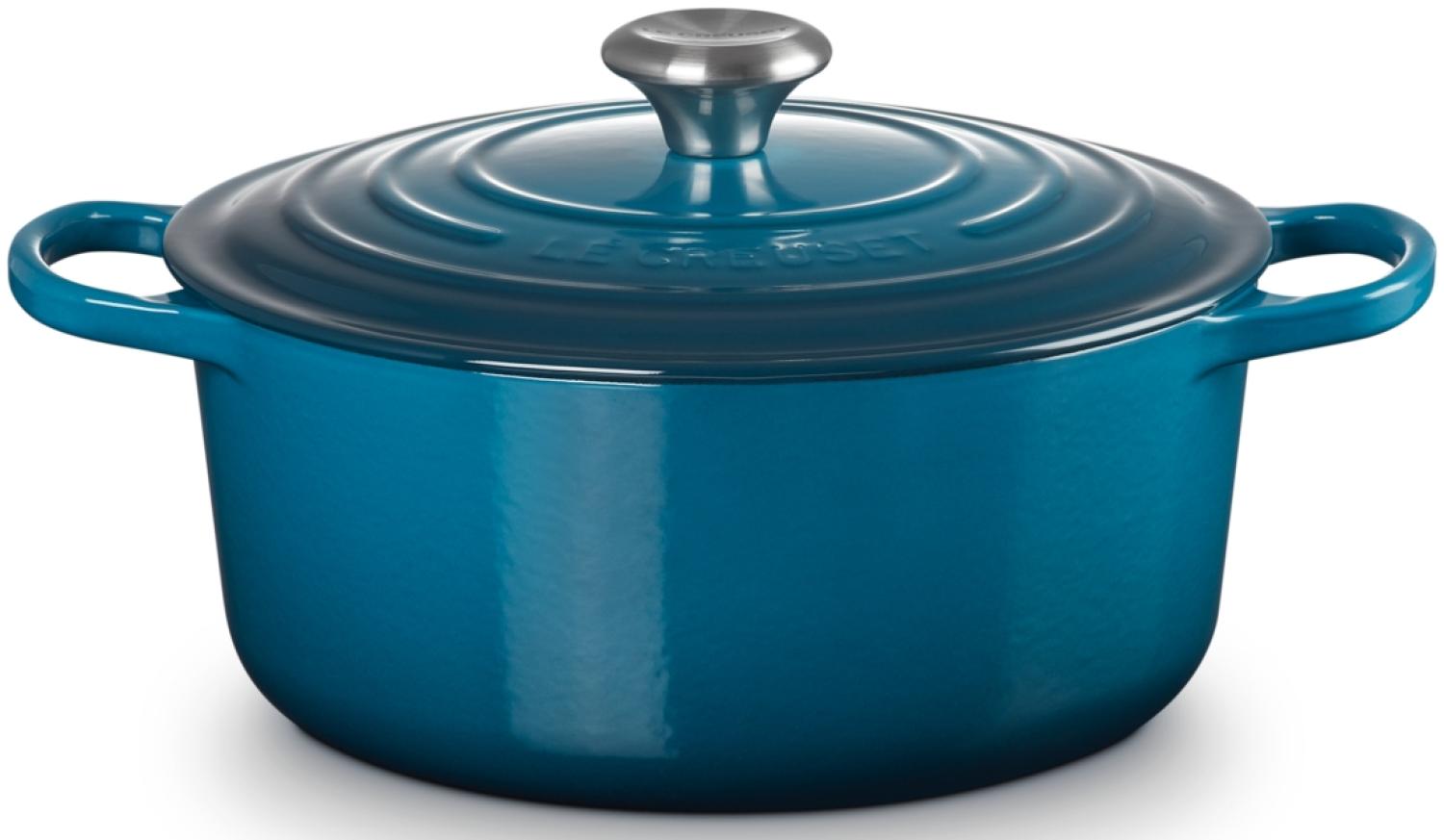 Le Creuset Signature Gusseisen-Bräter mit Deckel, Für alle Herdarten und Induktion geeignet, Rund, Deep Teal, 26,0 cm, 5.3 Bild 1