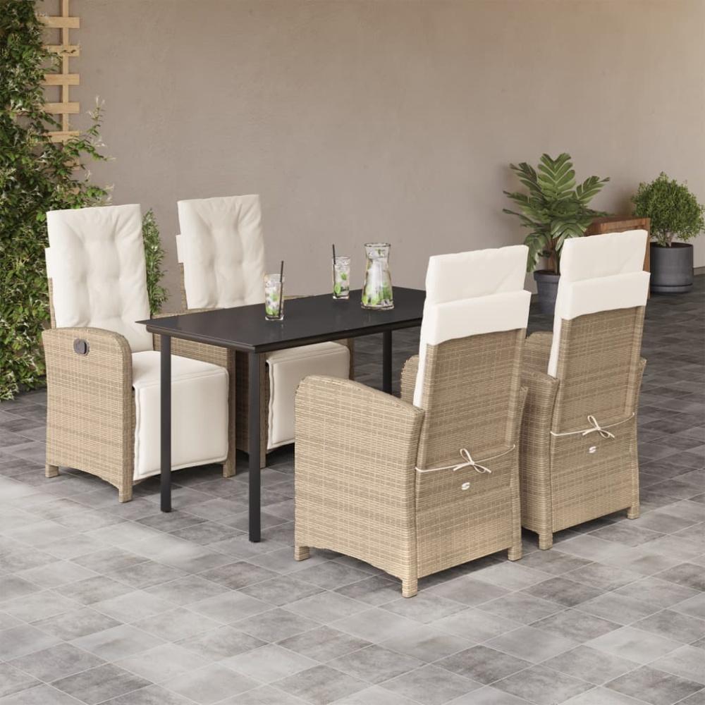 vidaXL 5-tlg. Garten-Essgruppe mit Kissen Beige Poly Rattan 3212579 Bild 1