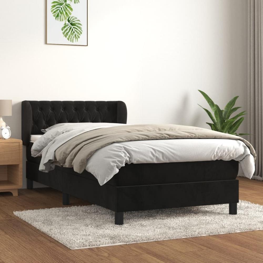 vidaXL Boxspringbett mit Matratze Schwarz 100x200 cm Samt 3127657 Bild 1