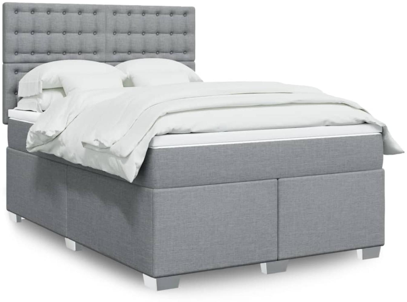 vidaXL Boxspringbett mit Matratze Hellgrau 160x200 cm Stoff 3292853 Bild 1