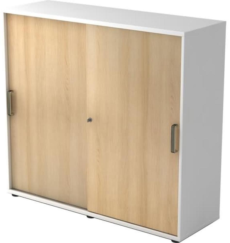 Schiebetürschrank 3OH 120cm SG Weiß / Eiche Bild 1